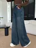 Calça jeans retrô para meninas, nova coleção outono 2026, calça versátil de perna larga e reta para crianças mais velhas, roupas infantis Huzhou Zhili