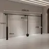 Tienda de ropa sencilla estantería de exhibición de piso para ropa de hombre y mujer perchero para colgar ropa soporte de exhibición barra recta negra mate perchero de pared para colgar