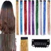 Al por mayor Trenza de Hilo Dorado Láser Colgante para Oreja Peluca Teñida Pinza BB Extensiones de Cabello Pieza Única Colorida Brillante Tinsel Peluca