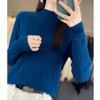 Camiseta Interior para Mujer, Tejido de Punto Irregular de Cuello Alto Medio Transfronterizo para Mujer, Top de Punto de Punto para Otoño e Invierno, Tejido de Punto Jersey de Talla Grande para Mujer