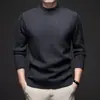 Outono/Inverno 2026 Novo Suéter Masculino Jovem e de Meia-Idade de Alta Qualidade Lã Sintética Gola Alta Meio Quente Suéter de Tricô Suéter de Cor Sólida