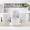 Juego de tres macetas de cerámica grandes para uso doméstico, sencillas y creativas, adecuadas para plantas verdes y suculentas, con platillo