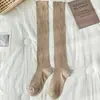 Meias Slouch JK para Mulheres, Melard Cor Sólida Listras Verticais de Agulha Dupla Estilo Versátil Meias para Panturrilha, Meias Brancas Estilo Ins para Mulheres Que Fazem Você Parecer Mais Magra