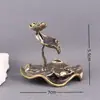 Quemador de Incienso de Flujo Inverso de Rana sobre Hoja de Loto de Latón para Uso Doméstico, Incienso de Torre Interior, Humo de Flujo Inverso de Varilla de Incienso, Soporte de Incienso Artístico Decorativo