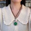 Pendente de Fivela Antiga de Crisoprásio Imperial Luxuoso Incrustado Completo com Esmeralda Verde Ágata Jade Pingente de Fivela Pingente de Corrente para Suéter Foto Real