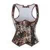 Cinturilha Jacquard Floral Vintage Estilo Corset com Fivela Frontal, Modelagem com Barbatanas, Peça Curta para Cintura
