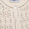 Exportación Transfronteriza Ropa de Mujer Otoño 2025 Estilo Europeo y Americano Cuello Redondo Manga Corta Hueco Color Puro Tejido Chaqueta para Mujer A36877