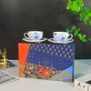 [Regalo de Navidad] Taza de Café Serie Estrella de Porcelana de Hueso Taza y Platillo de Racimo de Flores de Porcelana Real Rusa Taza de Té de la Tarde