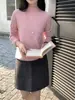 Suéter de Punto de Lana y Cachemira para Mujer para Otoño e Invierno, Dobladillo Enrollado, Cuello Semi Alto, Manga Larga, Sencillo y Versátil, Suéter Básico, Disponible para Dropshipping
