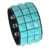Pulsera de Cuero Punk Cuadrada Multicolores de Venta Caliente Transfronteriza, Accesorios Personalizados para Manillar de Bicicleta, Pulsera Ancha de PU para Hombre