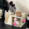 Caja de almacenamiento giratoria de escritorio para brochas de maquillaje y cosméticos, contenedor multifuncional para bolígrafos, tocador y lápiz labial.