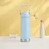 Taza aislada portátil de acero inoxidable transfronteriza con doble pajilla, taza para coche deportiva de gran capacidad para exteriores