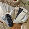 Calcetines Pequeños Florales Songmu para Mujer, Calcetines de Encaje hasta la Mitad de la Pantorrilla, Estilos de Primavera, Otoño e Invierno, Calcetines Holgados Estilo Coreano con Lazo Estilo Ins para Mujer