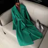 Novo casaco de lã outono e inverno para mulheres, comprimento médio, acima do joelho, slim fit, casaco de lã com cinto, sobretudo de lã de alta qualidade para mulheres