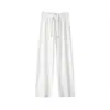 Pantalones Casuales de Verano para Hombre de Seda de Hielo Fina con Textura Plisada Tridimensional Plana de Fondo Blanco Pantalones Deportivos Rectos Kz044P50