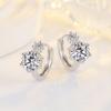 Nuevos aretes de moda con doble diamante incrustado, aretes sencillos anchos de 2 quilates, clásicos de seis garras, aretes para mujer