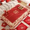 Mantel rojo para mesa de centro de boda con caracteres festivos de "doble felicidad", tapete protector para compromiso y recién casados, mantel ambiental para sala de estar de boda