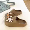 Verano Versátil Exterior Viaje al Trabajo Birkenstock Zapatos Perforados Mujer Gato Blanco Rosa Estrella de Mar Estudiante EVA Casual Pantuflas de Punta Cerrada