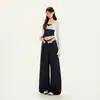 2026 Jeans de Moda para Mujer Pierna Ancha Suelta Adelgazante con Ribete de Encaje Retro Lyocell Soporta Dropshipping
