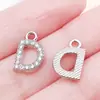 Pingentes de Liga Metálica com Letras do Alfabeto Inglês Cor K Branco com Strass, 26 Letras, Brincos, Pulseiras, Colares Feitos à Mão DIY, Acessórios de Joias