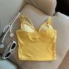 Tiro Real Precio Real Camisola Falsa de Dos Piezas para Mujer con Almohadillas en el Pecho y Top de Tubo Básico con Espalda Bonita