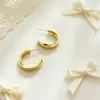 Pendientes de aro con forma de C de tono frío metálico para mujer, pendientes de celebridad de internet minimalistas de alta gama de nicho, modernos, con un toque de elegancia