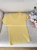 Ropa Zhengqite/25 Primavera Elegante Versátil Casual Seda Lana Cuello Redondo Manga Corta Camiseta Base de Punto