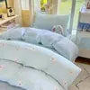 Juego de ropa de cama de tres piezas para dormitorio universitario, funda de edredón 100% algodón puro, sábana bajera individual para dormitorio