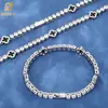 Pulseira de Aço Inoxidável Moissanita 4mm Cruzada Europeia e Americana Joias Hip-Hop Trevo de Quatro Folhas Corrente Tennis Acessórios de Aço Titânio Personalização