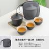 Planta cinza ao ar livre portátil Travel Express Cup um pote três xícaras de cerâmica Travel Tea Set integrado logotipo do saco de armazenamento