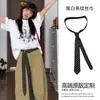 Bufanda larga de seda con lunares negros estilo coreano para mujer, bufanda fina de verano de alta gama para el cuello, bufanda de cinta, accesorio de cinturón