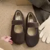Zapatos de Maternidad Ropa Exterior Zapatos Mary Jane para Mujer Invierno Suela Blanda Más Terciopelo Corte Bajo Estilo Coreano Moda Zapatos de Algodón Velcro Cálidos