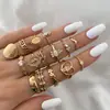 Anillo de conjunto de monedas con patrón de cruz de corazón de la mano de Fátima, retrato de belleza vintage europeo y americano transfronterizo