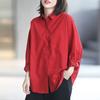 Camisas de Algodón y Lino de Color Sólido Tops Moda Otoño 2026 Camisa Holgada de Lino de Longitud Media para Mujer