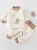 Conjunto de ropa interior térmica de cintura alta para otoño e invierno para bebés, que incluye camisetas de manga larga y pantalones largos, adecuado para recién nacidos, niños y niñas, con forro acolchado