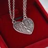 Collar de amistad y novia con colgante de corazón roto, moda europea y americana, superventas transfronteriza