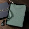Suéter de cachemira para hombre, cachemira de cabra, de manga corta, capa interior para otoño e invierno, camiseta básica de lana, suéter pullover tejido holgado