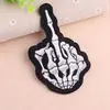 Parches Bordados para Computadora al por Mayor con Diseños de Calavera y Dedos, Parches Bordados de Decoración para Ropa Hip-Hop Estilo Punk Europeo y Americano