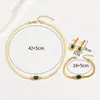 Collar de Moda Transfronterizo Europeo y Americano para Mujer, Diseño de Lujo de Nicho con Aretes de Esmeralda y Diamante, Juego de Joyería Versátil