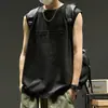 Nuevo chaleco sin mangas de estilo japonés de moda con tacto frío para hombre, corte holgado, con letras 2026 en relieve, camiseta deportiva de verano en negro