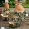 Sandalias de mezclilla de tacón de cuña de gran tamaño, sin cordones, con hebilla, nuevas para 2026, para mujer, para uso exterior en verano