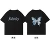 Conjuntos Combinando de Algodão Penteado Puro Justos para Casais Homens e Mulheres, Novo Estilo de Verão, Marca Trendy de Nicho Camiseta de Manga Curta Borboleta Fantasia