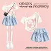 Conjunto de Falda de Verano para Niñas 2026 Elegante Conjunto de Dos Piezas Coreano con Falda de Capas de Manga Corta de un Hombro para Niñas Mayores