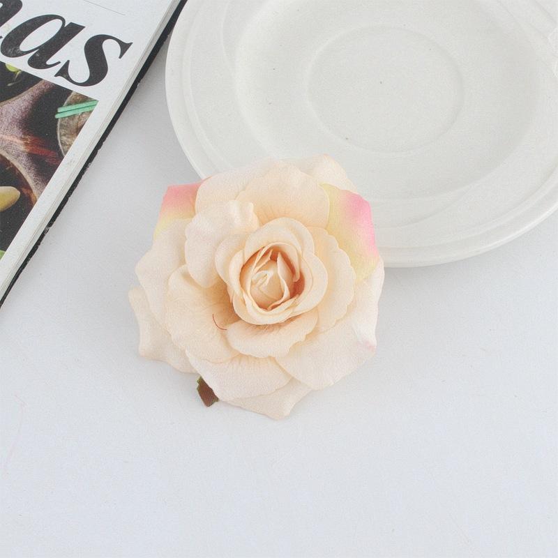 8cm 绒布非卷边包心玫瑰花发夹02