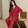 Conjunto de Pijama de Gaze de Algodão Puro Chun Bai Fen Camada Dupla para Mulheres, Conjunto de Manga Longa e Calça Longa para Primavera e Outono, Gaze de Algodão Cor Sólida Roupa de Casa para Ar Condicionado