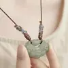 Nuevo Collar Colgante de Candado Chino Ping An para Mujer Estilo Chino Cadena para Clavícula de Cuerda Trenzada de Gama Alta Moda Retro Cadena Versátil para Clavícula
