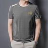 Camiseta Masculina de Manga Curta Verão Tendência Marca Seda de Gelo Fina Gola Redonda Solta Secagem Rápida Camiseta Verão Versátil Casual