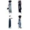 Otoño 2024 Nuevos pantalones vaqueros rectos de color claro retro para mujer, pantalones holgados de cintura alta y pierna ancha