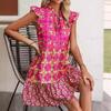 Vestido de flores con tirantes y escote en V y mangas voladoras para mujer, comercio exterior transfronterizo, Amazon TEMU Shein 2024