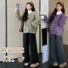 Suéter de maternidade com detalhes decorativos, outono e inverno, estilo casual, grosso, estiloso, cardigã tricotado à mão